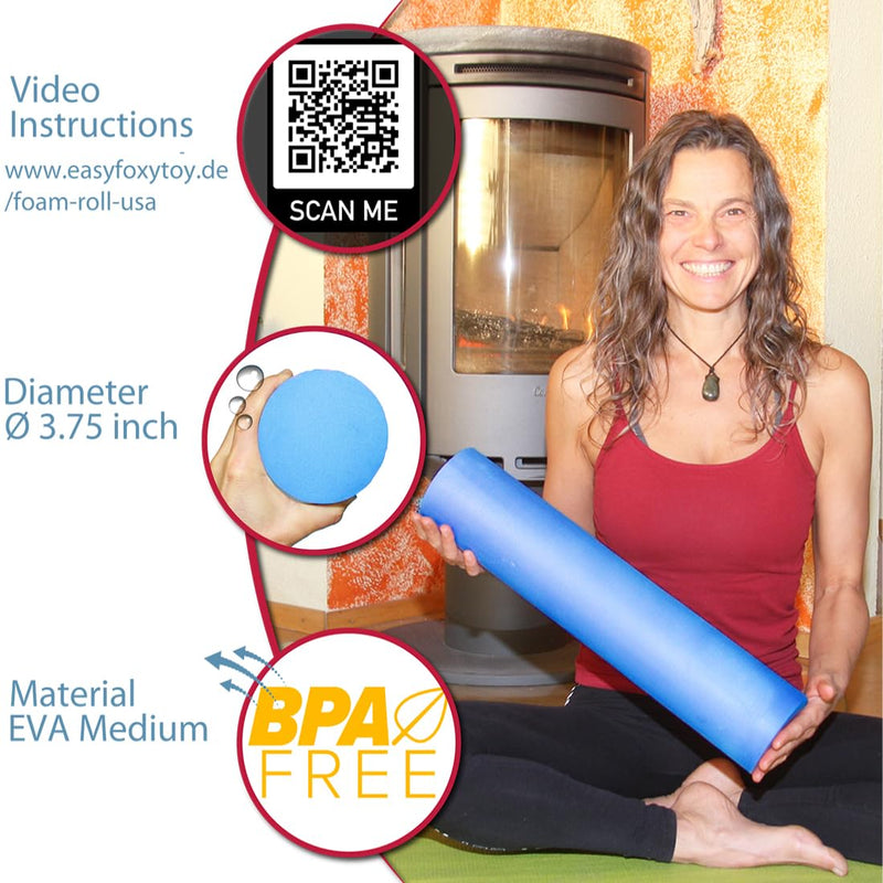 [Australia] - Foam Roller Back Leg Muscle Pain - Small Size Hard Density EVA Muscle Recovery Roll Ø3.75"x18" for Physical Therapy, Helps as Spine Cracker Stretcher 