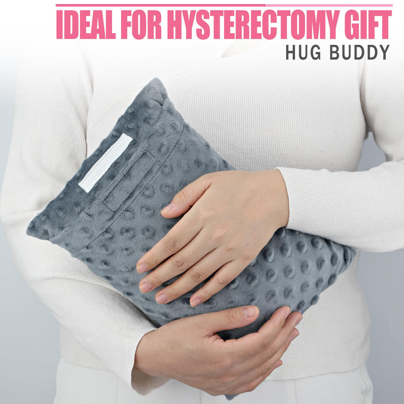 [Australia] - Tiny Hysterectomy Pillow Small Hysterectomy Recovery Must Haves Products Gifts Soft Post Surgery Pillows with Ice Pack Pocket for Abdominal Surgery Cushion Cough Pillow, Minky Dot Dark Gray 