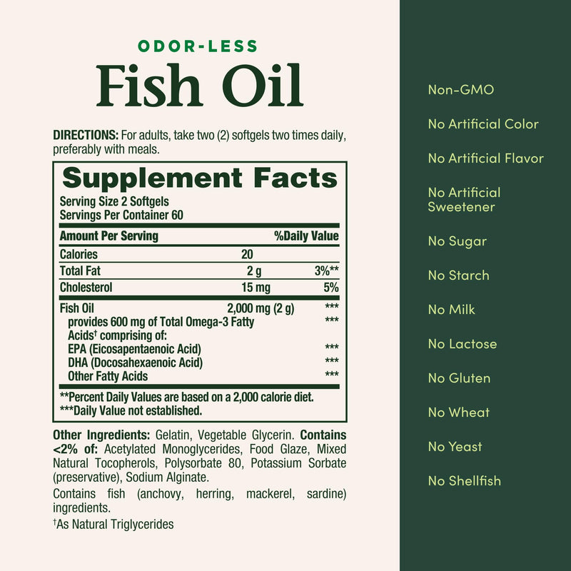 Nature's Bounty Fish Oil 300mg Omega-3, 120 Softgels | Supports Heart Health, 300mg Omega-3, Coated Softgels, Dietary Supplement Unflavored 120 Count (Pack of 1)