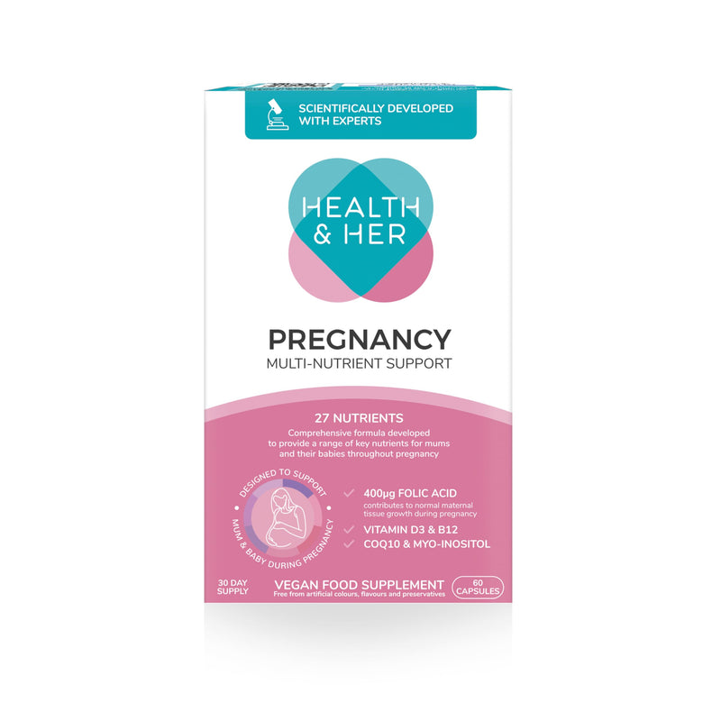 Health & Her Pregnancy Multi-Nutrient Support - Pregnancy Vitamins for Women - Contains Folic Acid, Selenium, Vitamin B12, Zinc and Magnesium - 1 Month Supply - 60 Capsules - Vegan & Gluten Free 60 count (Pack of 1)