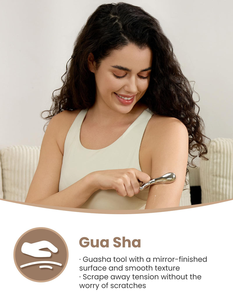 [Australia] - lifechill Trigger Point Massage Tool for Deep Tissue Massage & Gua Sha, Muscle Scraper Tool for Full Body Pain Relief, Thumb Saver Acupressure Tool, FSA HSA Eligible Silver 