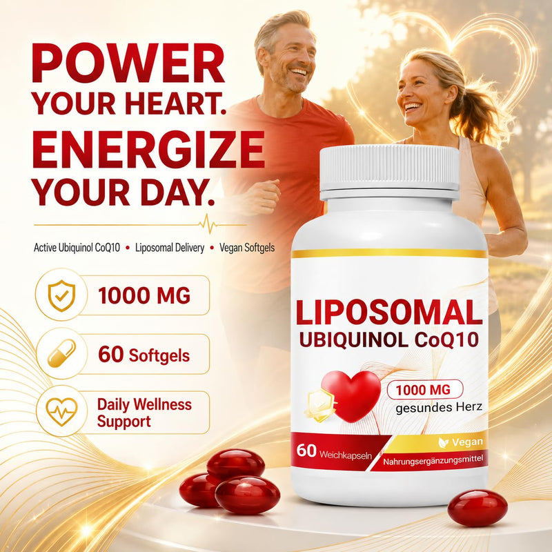 Liposomal Ubiquinol CoQ10 1000mg Complex - Active Coenzyme Q10 Supplement, High Absorption Vegan Softgels, 60 Count (1 Pack)