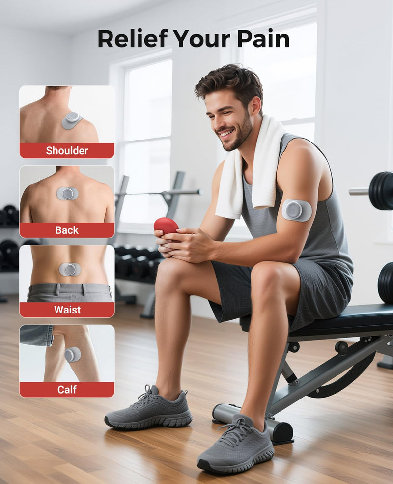 Wireless TENS Unit, Muscle Stimulator for Pain Relief, U8PRO TENS Machine | Dual Channel, Pocket-Size, EMS Massage with Charging Case, LED Screen, Portable Massager for Back, Shoulder, Waist, Red