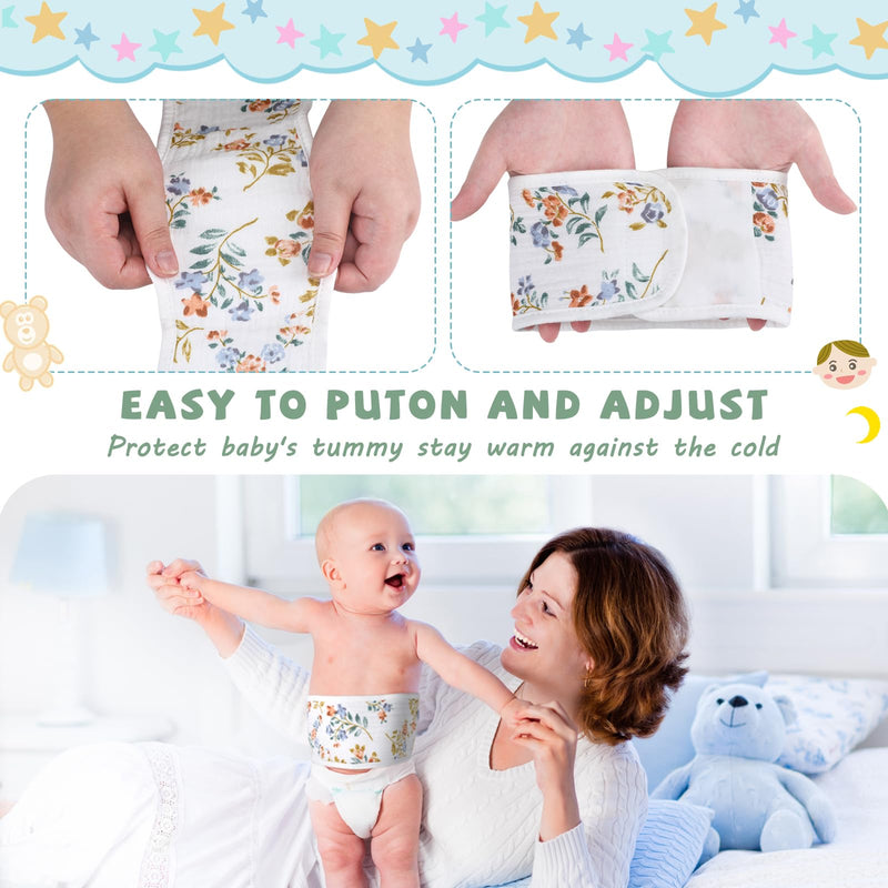 [Australia] - Vabean 8 Pcs Baby Infant Umbilical Cord Comfort Adjustable Cotton Belly Band for Protection, Baby Gifts for 0 To12 Months (Lovely) Lovely 