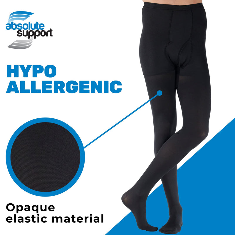 [Australia] - Opaque Compression Pantyhose for Men Circulation 20-30mmHg - A234 XL Black 