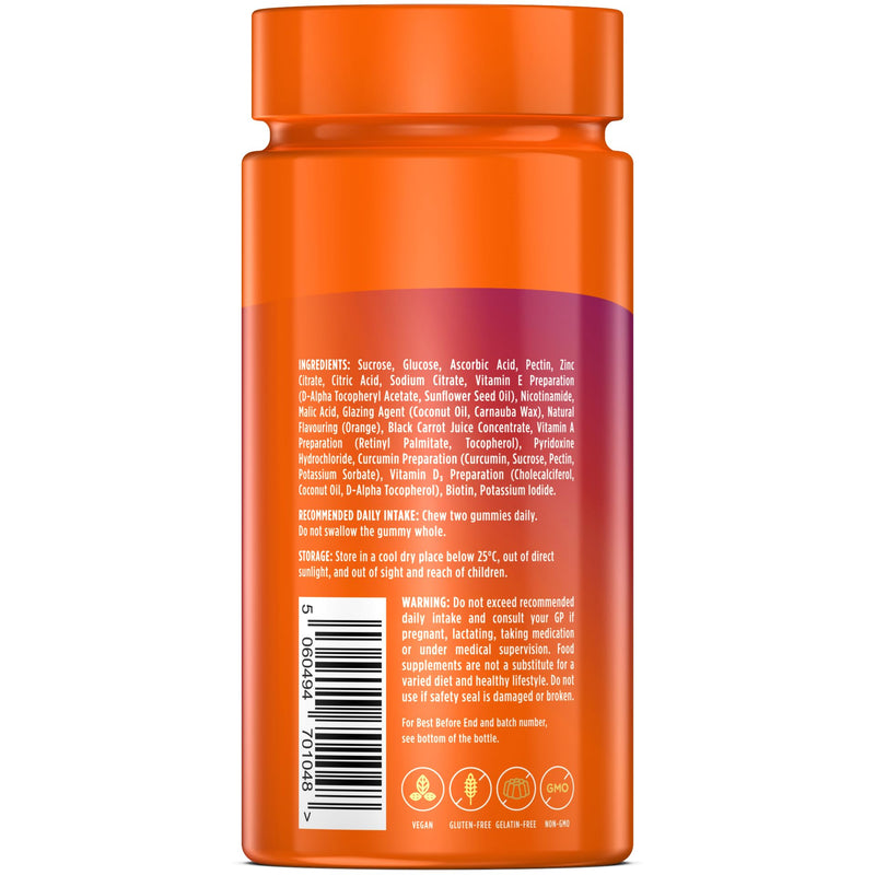 Vegan Multivitamin Gummies by Wellgard - Chewable Multivitamins Adults, 60 Vitamin Gummies, Orange Flavour (Adult Gummies)