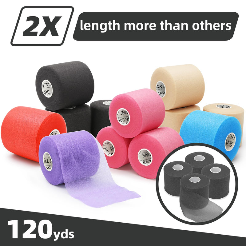 [Australia] - OK TAPE Pre Wrap Tape (4-Rolls) - Athletic Foam Underwrap for Sports, Protect for Ankles Wrists Hands and Knees, 2.75 Inches x 30 Yards - Black 