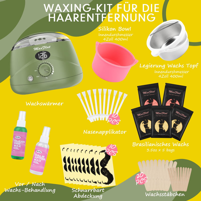 [Australia] - Waxing set, wax hair removal wax machine wax warmer with wax accessories Brazilian wax for the whole body (green) green 