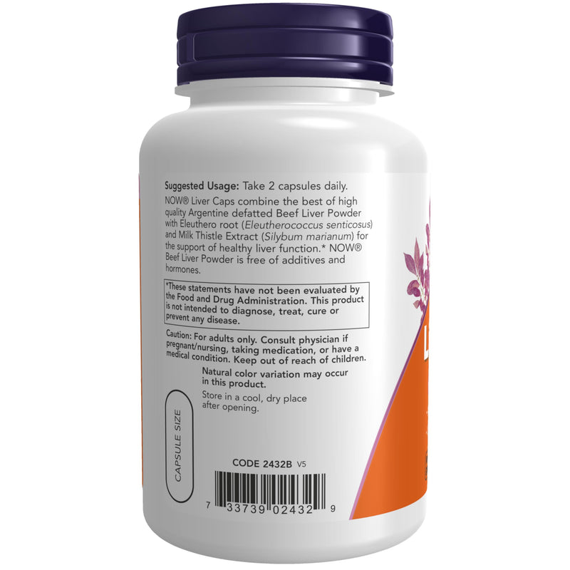 NOW Supplements, Liver Caps with Milk Thistle and Eleuthero, Supports Liver Health*, 100 Capsules