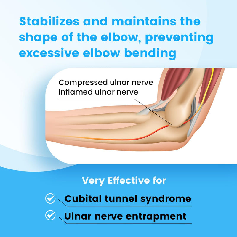 Cubital Tunnel Syndrome Elbow Brace, Ulnar Nerve Entrapment Splint, Elbow Immobilizer for Night Sleeping and Day Working, 4 Angles Adjustable, Fit Women & Men, Right & Left Arm - L/XL Black