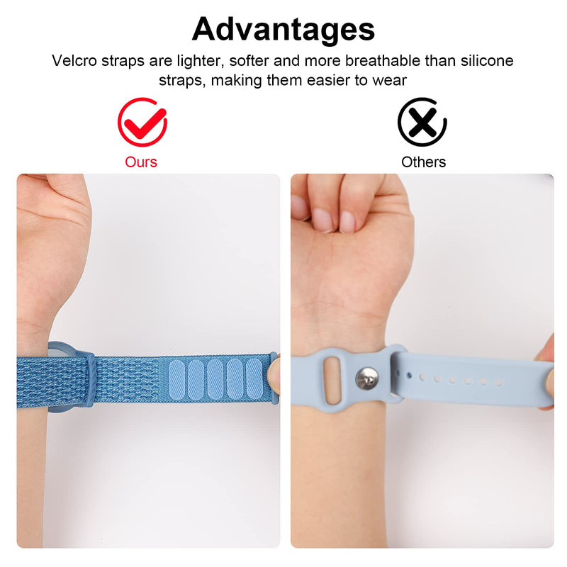 [Australia] - Kids Wristband Compatible with Apple AirTag, Protective Case for Air Tag GPS Tracker Holder with Nylon Bracelet, Adjustable Anti Lost Watch Band for Toddler Child Elder(Pink&Blue) Pink & Blue 