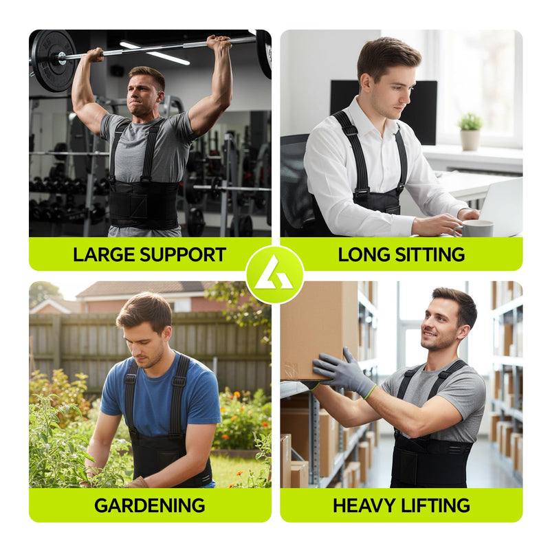 [Australia] - Work Back Brace for Lower Back Pain with Suspenders, Adjustable Lumbar Back Support Belt for Men & Women-Heavy Lifting, Safety Protection, Sciatica Relief (M) Medium 