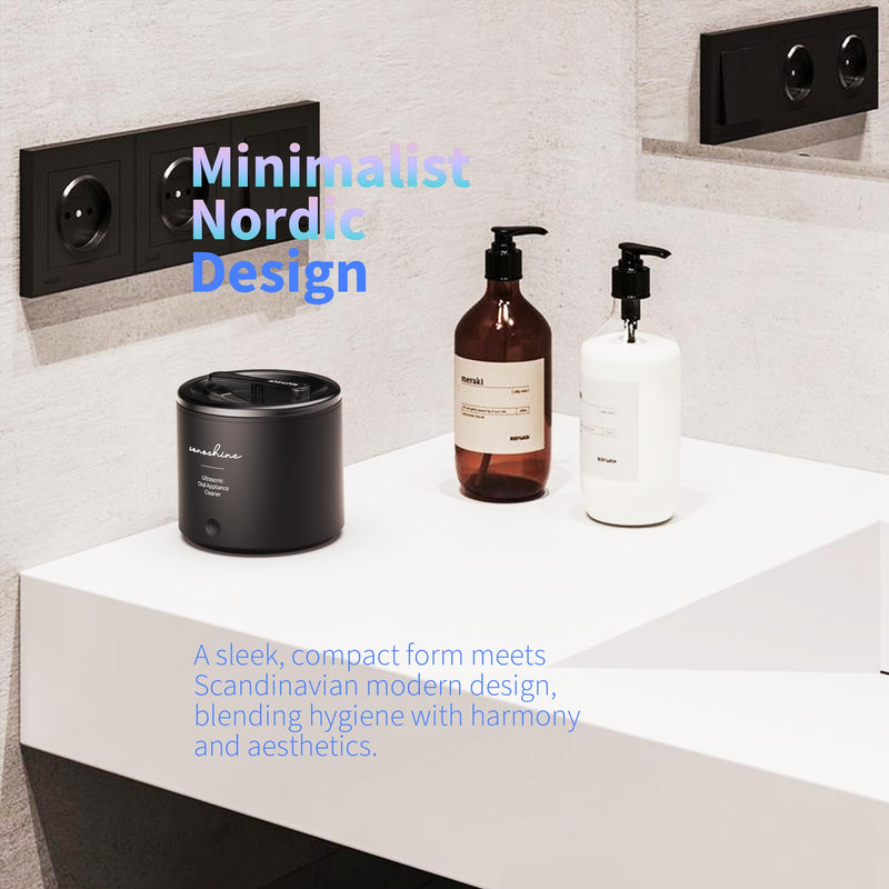[Australia] - Ultrasonic Retainer Cleaner – Auto-Adjust 39-48kHz Sonic Retainer Cleaner Machine for Aligner, NightGuard, Mouth Guard, Denture & More | Easy & Quiet Black 