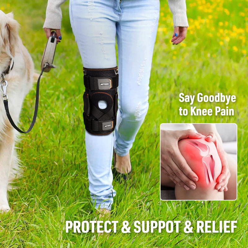 [Australia] - NITEEN Hinged Knee Brace for Knee Pain with Side Stabilizers Knee Braces for Women Men Adjustable Knee Pad for Meniscus Tear Plus Size Compression Patella Gel Pads Knee Support for ACL, MCL X-Large 