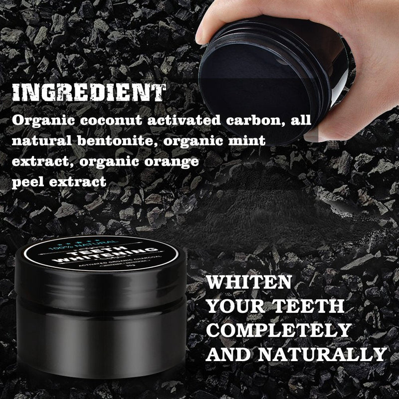 [Australia] - 2-Pack Teeth Whitening Charcoal Powder + Bamboo Brush Oral Care Sets, WUBLSYAN Natural Activated Charcoal Teeth Whitener Powder 0.53 Ounce (Pack of 2) 