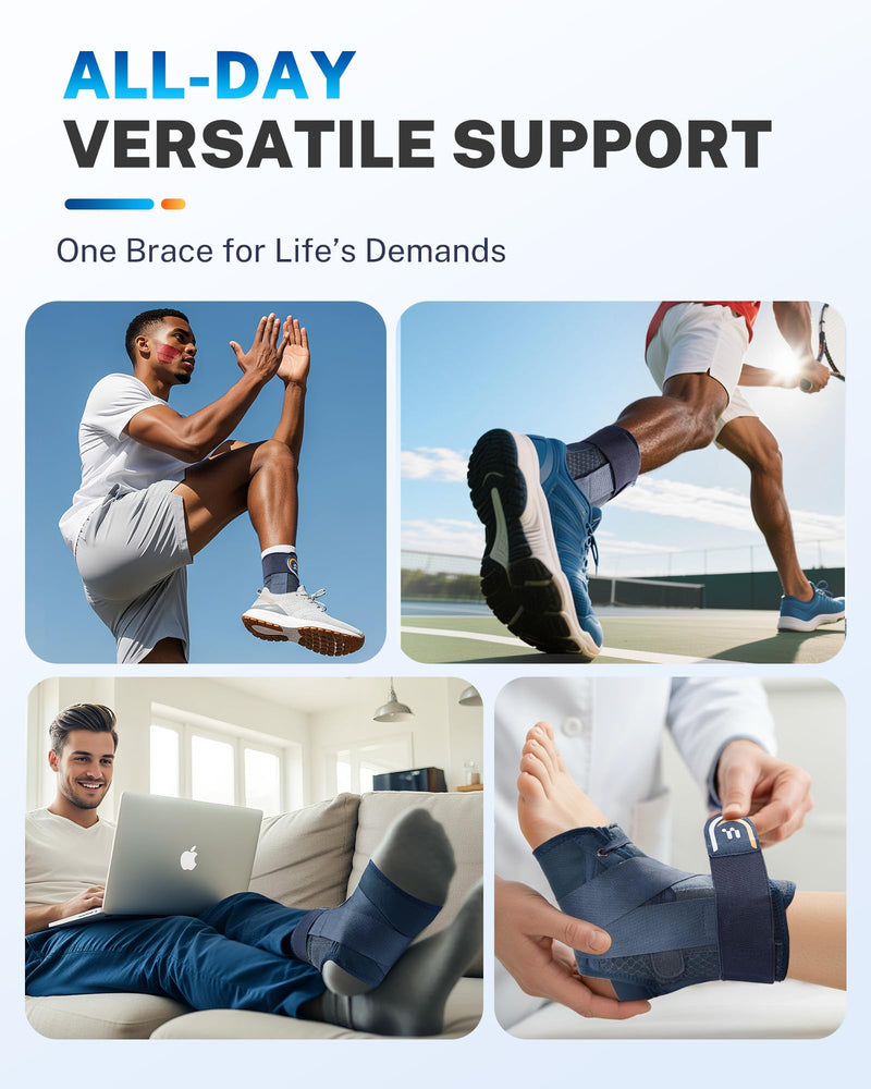 Quick Lace up Ankle Brace for Men Women, Figure 8 Adjustable Compression Support for Achilles Tendonitis, Sprained Ankle& Swelling, Basketball/Soccer/volleyball/Daily Use, M Blue