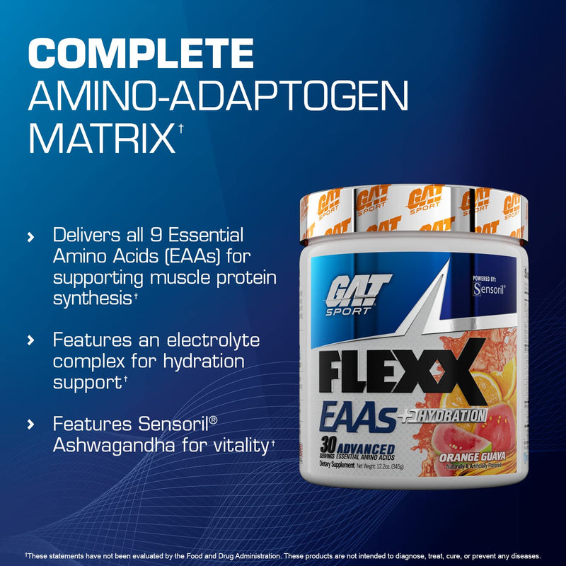 [Australia] - GAT SPORT Flexx EAAs + Hydration, Advanced Essential Amino Acids, 30 Servings (Strawberry Mango) Strawberry Mango 