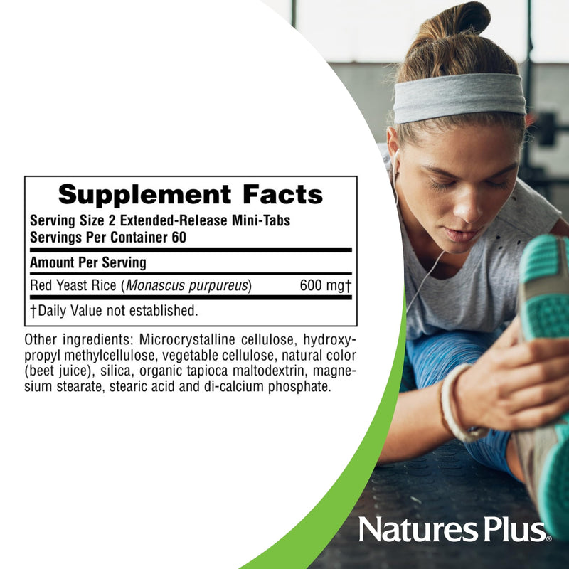 [Australia] - Natures Plus Herbal Actives Red Yeast Rice, Extended Release - 600mg, 120 Mini Tablets - Herbal Supplement, Cholesterol Support - Vegan, Vegetarian, Gluten-Free - 60 Servings 120 Count (Pack of 1) 