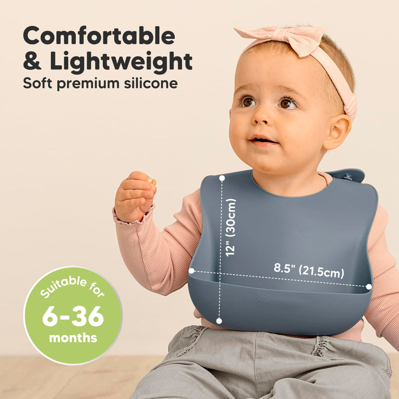 [Australia] - KeaBabies 2-Pack Silicone Bibs For Babies, Silicone Baby Bibs for Eating, Food-Grade Pure Silicone Bib, Toddler Bibs, Waterproof Bibs, Feeding Bibs, Silicon Bibs for Toddlers, Boys, Girls (Slate) Slate 