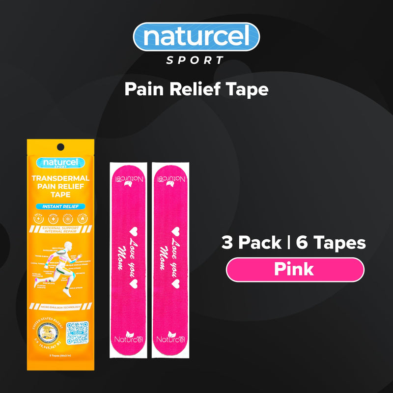 Sport Transdermal Pain Relief Tape, Kinesiology Tape, Sore Joints, Muscles, Back, Knee, Elbow, Shoulder Pain, 2 Elastic Strips(10x2 in), Water Resistant, Accelerated Recovery (Pink, 3 Pack) Pink