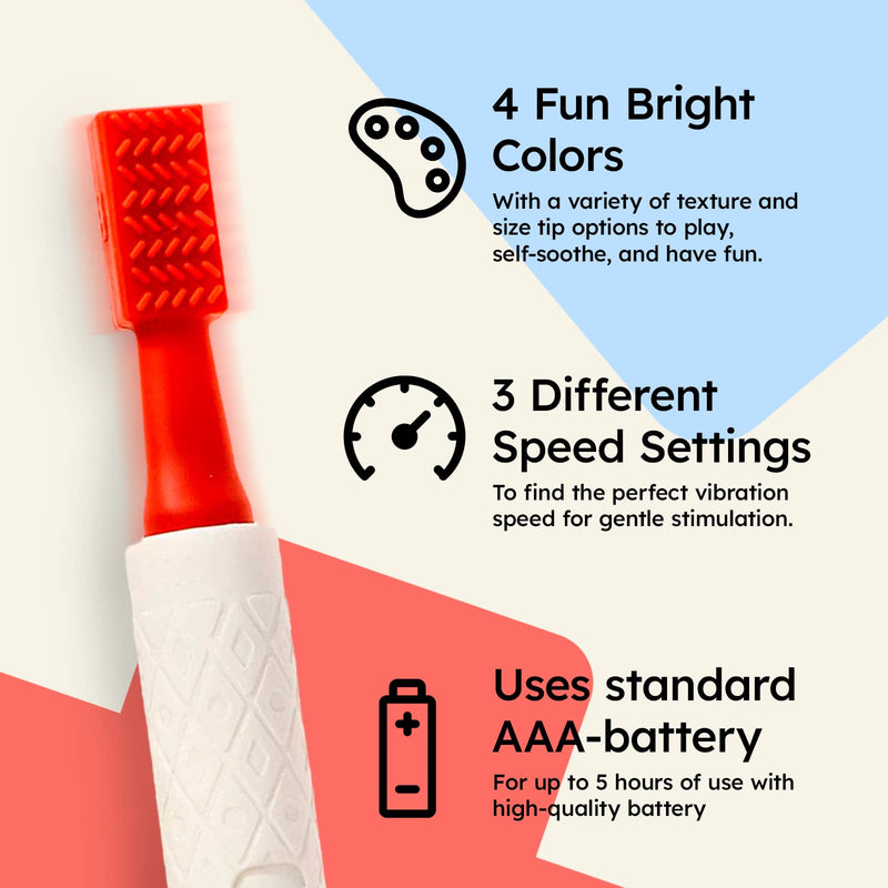 [Australia] - Gafly Therapens Oral Motor Therapy Tools stimulate Speech and Feeding - Chewy Vibe Speech Therapy Toys help Kids with Sensory Needs Chew & Relax - Oral Stimulator Kit includes 4 Tips, Storage Pouch Blue, Red, Green, Yellow 1 Count (Pack of 1) 