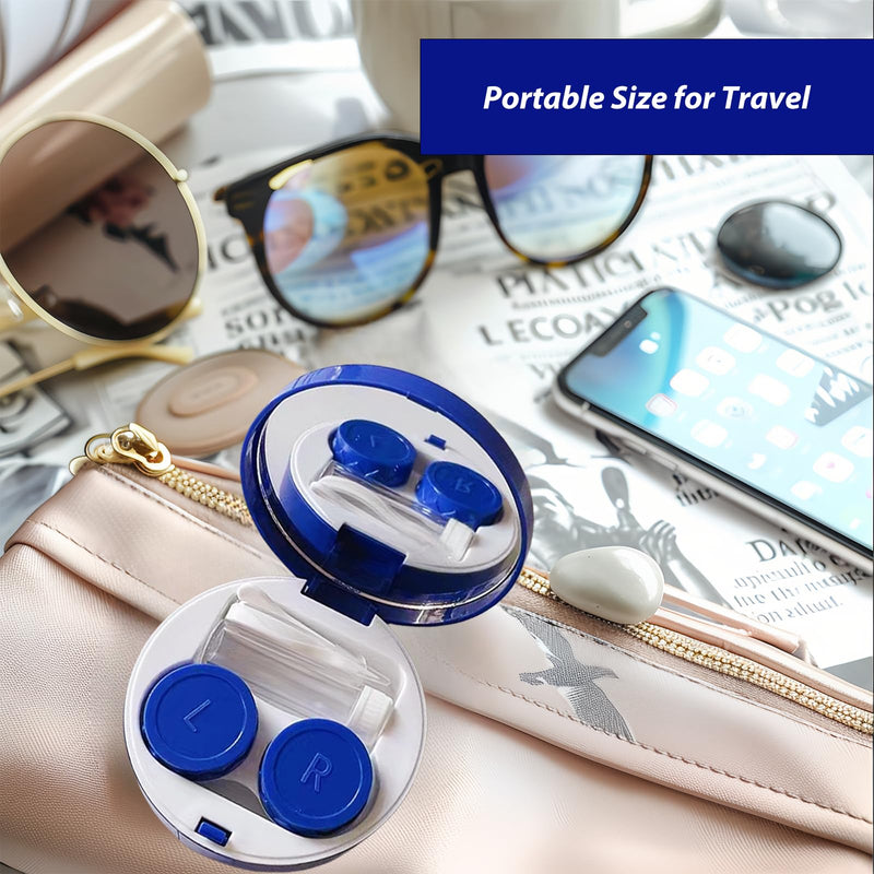 [Australia] - Contact Lens Case with Cleaner Washer,Contact Case with Mirror Tweezers Remover Tool Solution Bottle for Travel (Klein blue) Klein blue 