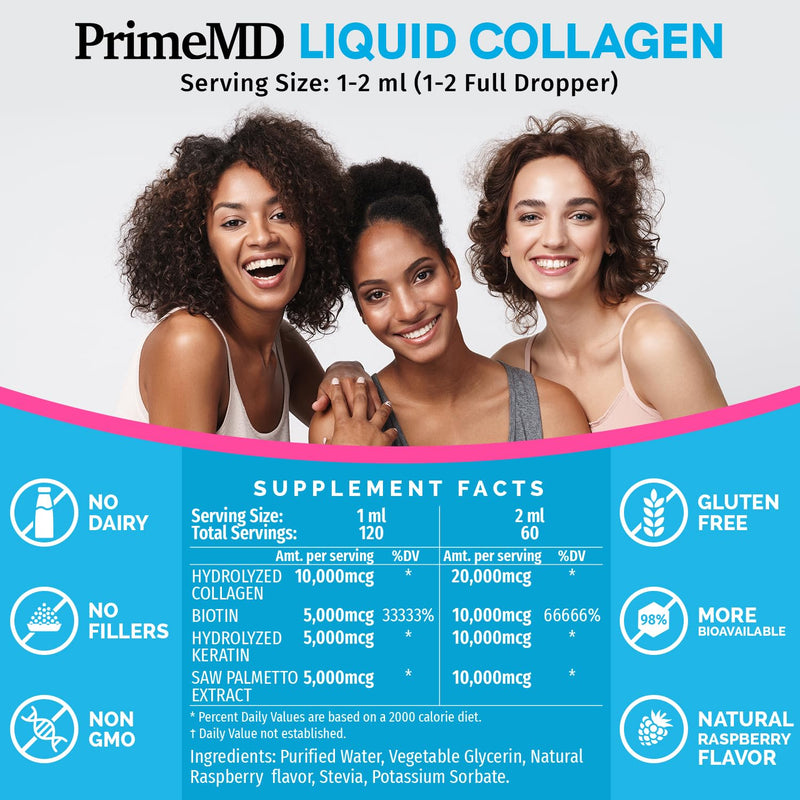 Liquid Collagen Biotin (2pk) and Fadogia Tongkat Ali (1pk) Supplement Bundle - Potent Vitamins for Hair, Skin, Nails, Heart, Energy, & Testosterone Support - Non-GMO, Vegan