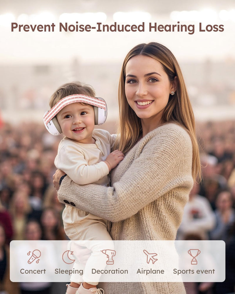 [Australia] - Yoofoss Baby Ear Muffs Noise Protection for Infant and Babies Up to 36 Months - Noise Cancelling Headphones for Ear Protection, Sleep, Travel Baby Essentials Pink 0-36 Months 