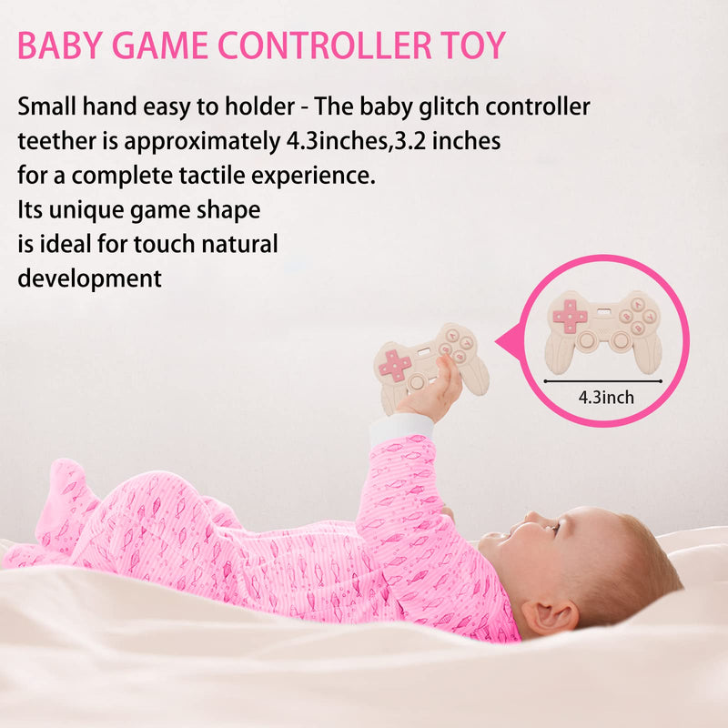 [Australia] - Cool Remote Game Control Teething Toy for Babies 0-6 6-12 Months,Game Controller Teether for Gamer Parents,Baby's First Valentines Day Gifts,Silicone Remote Chew Toys（Pink Pink 