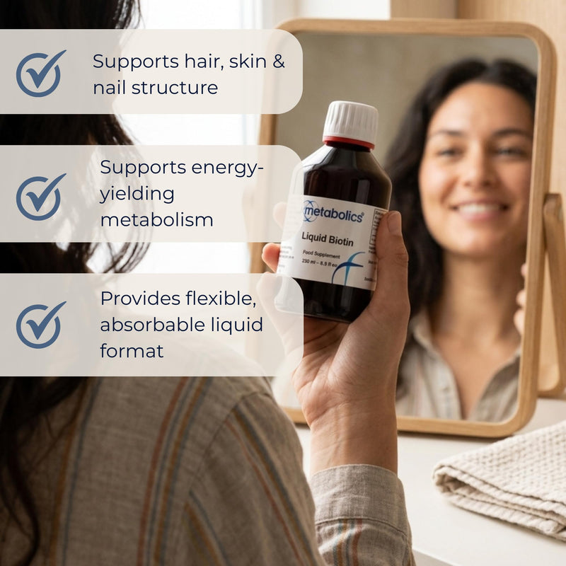 Metabolics Liquid Biotin Supplement | Biotin Hair Growth Supplement for Men & Women - 100 Servings (250ml)