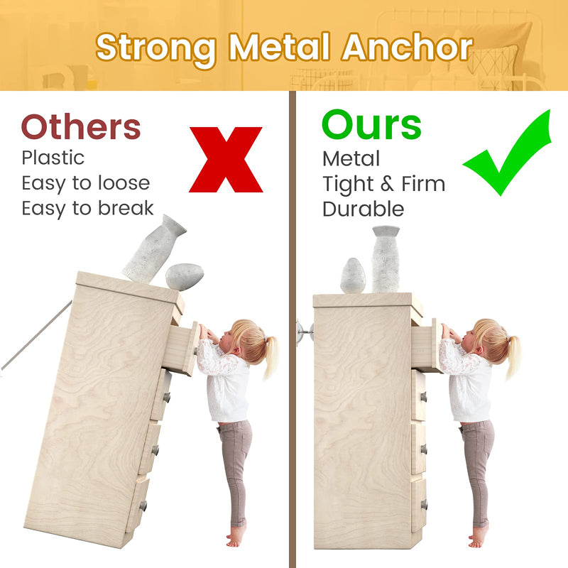 [Australia] - Furniture Anchors (10 Pack) for Baby Proofing, Furniture Straps Anti Tip Furniture Anchor Securing 400 lbs/Keep Baby Pet Safety from Falling Furniture, Metal White Earthquake Straps 