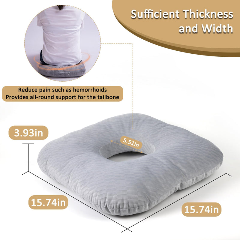 [Australia] - Donut Pillow for Tailbone Pain Relief, Wheelchair Cushion for Hemorrhoids and Bed Sores, Pregnancy, Donut Pillow Suitable for Office, Long Travel, Car and Home Sofa (Gray-Diagonal Grid) Gray-diagonal Grid 