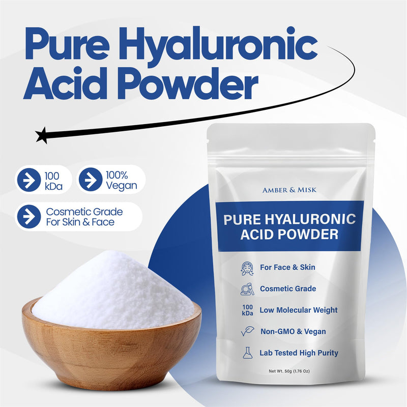 [Australia] - Pure Hyaluronic Acid Powder for Skin & Face - Cosmetic Grade, Low Molecular Weight, DIY Serums for Deep Penetration and Organic Skin & Body Hydration, Acido Hialuronico en Polvo, Includes Scoop (50g) 