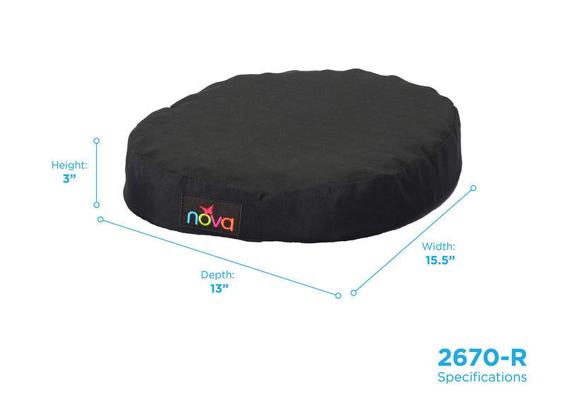 [Australia] - NOVA Medical Products Donut Pillow Seat Cushion with Convoluted â€œEgg Crateâ€ Foam, Travel Ring Cushion, Removable & Washable Black Cover 