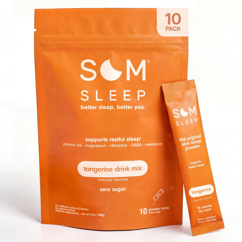 Som Sleep, Sleep Aid Powder Stick Packs – Variety Pack Bundle, 20 Count – Mango & Tangerine – Zero Sugar, 10 Calories – Sleep Support Drink Mix Supplement