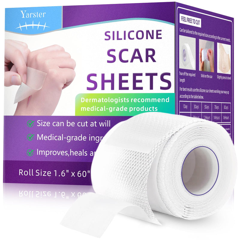 [Australia] - Silicone Scar Sheets, Silicone Scar Tape(1.6"x 60" Roll-1.5M), Medical Grade Scar Sheets, Scar Tape for Surgical Scars, Burn, C-Section, Keloid Scars, Acne Treatment, Stretch Marks Removal 1.5M 