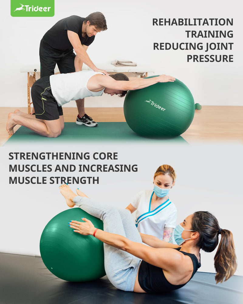 [Australia] - Trideer Exercise Ball for Physical Therapy, Swiss Ball Physio Ball for Rehab Exercises, Workout Fitness Ball for Core Strength, Yoga Ball for Balance & Flexibility M(19-22ines/48-55cm) 