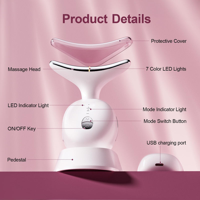 Facial & Neck Massager: Red Light Therapy for Women, Skin Lifting Beauty Device,7 in 1 LED Facial Sculptor Tool for Women's Daily Skincare