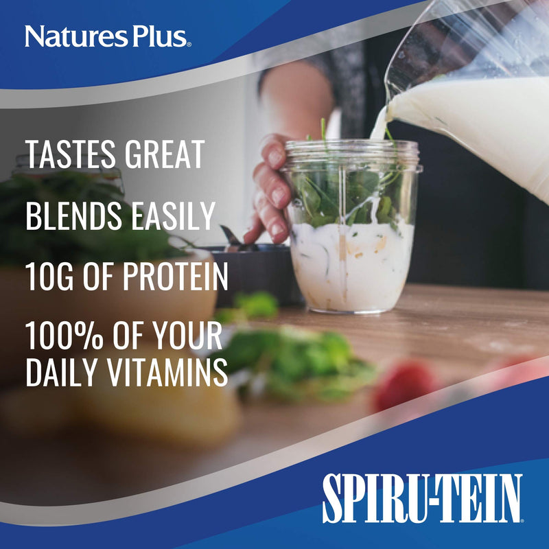 [Australia] - NaturesPlus SPIRU-TEIN Plus Shake for Mature Adults - Vanilla - 1.2 lbs, Protein Powder - Plant Based Meal Replacement, Vitamins & Minerals for Energy - Vegetarian, Gluten-Free - 16 Servings 