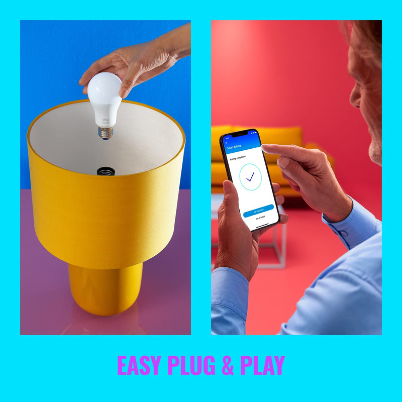 [Australia] - WiZ Connected 60W A19 LED Smart Light Bulbs - Connects to Your Wi-Fi - E26 Smart Bulb - Control with Voice or App + Activate with Motion - Matter Compatible - 2 Pack A19 Bulb 