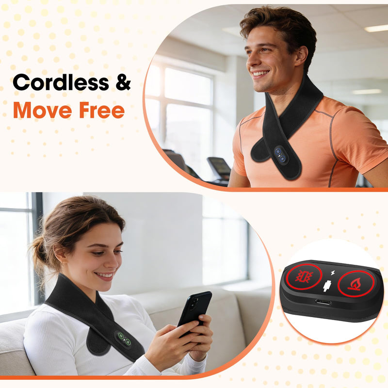 Cordless Neck Heating Pad for Pain Relief,Electric Heated Neck Wrap,3000mAh Battery Heated Neck Brace,Rechargeable Neck Warmer
