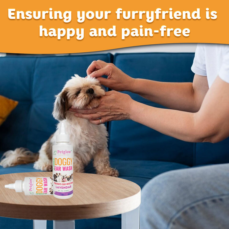 Petglow Dog Ear Cleaner, Gentle Wax Remover, Gentle Ear Cleaning Drops, Effective Ear Drops for Itch, Odor, Aloe Vera and Turmeric Ear Cleaning Solution for Dogs, Cruelty-Free - PawsPlanet Australia