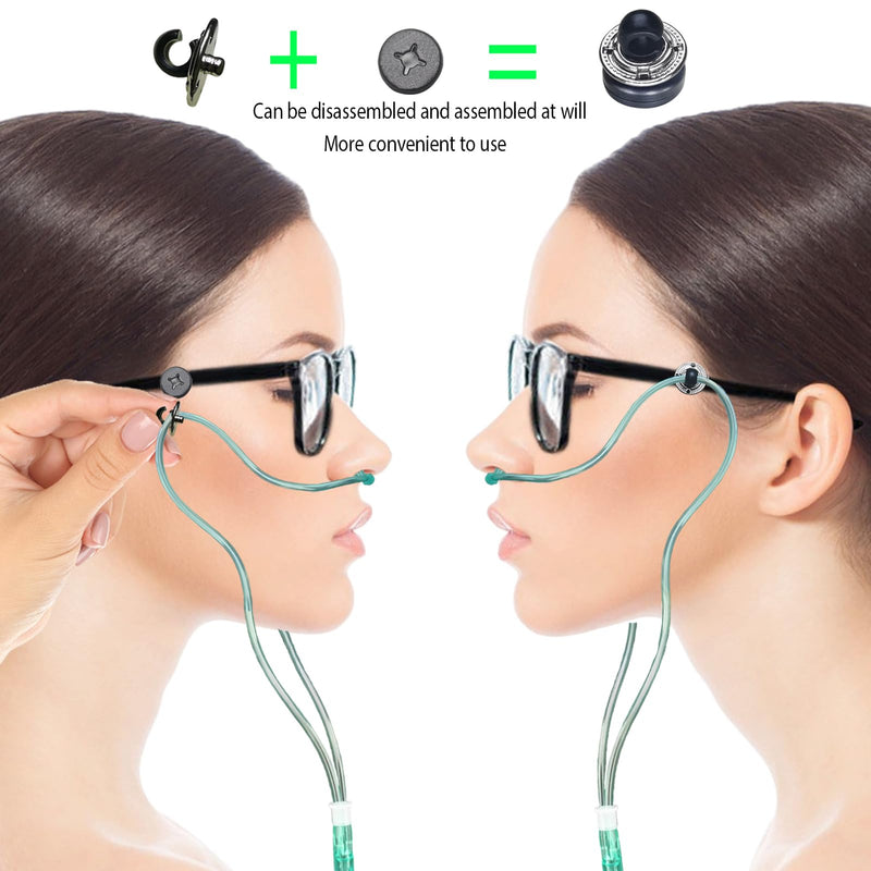 with Anti Slip Design Oxygen Tube Clips for Glasses - Nasal Cannula Ear Protector - Nose Cannula Hose Holder - Oxygen Holder Effectively avoiding discomfort Pain Caused by Oxygen Tubes on The Ears Black