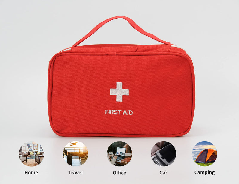 [Australia] - Portable Empty First Aid Kit Bag, Travel Medicine Pouch, Small Medical Bag (Red) Red 