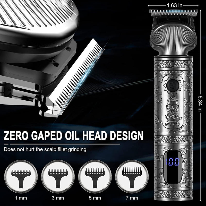 [Australia] - Hatteker Beard Trimmer Kit for Men Professional Hair Clipper T-Blade Beard Hair Shaver Nose Trimmer Hair Cutting Kit Body Grooming Kit Cordless 6 in 1 