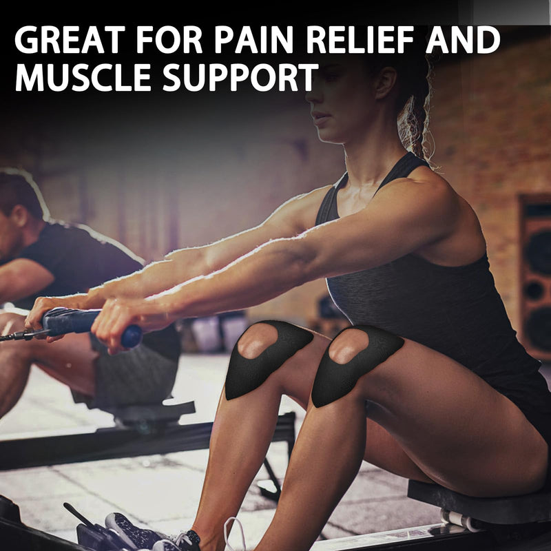 [Australia] - Kinesiology Tape for Knees, 10 Pcs Precut Kinesiology Tape for Knee Pain Relief & Support, Waterproof & Elastic Athletic Tape for Knee Stability, Breathable & Comfortable Knee Tape, Patent Pending Black 