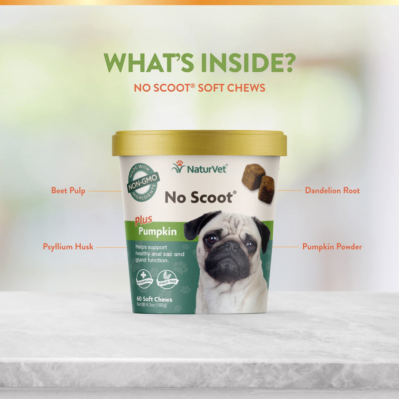 NaturVet - No Scoot for Dogs - 60 Soft Chews - Supports Healthy Anal Gland & Bowel Function & Stool Ease for Dogs – 40 Soft Chews – Helps Maintain Regular Bowel Movements - PawsPlanet Australia