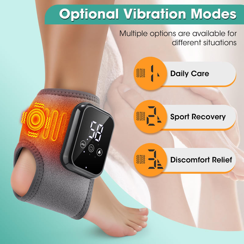 Cordless Ankle Heating Pad for Pain Relief, Ankle Massager for Circulation and Pain, Rechargeable Ankle Brace Massager, Heated Ankle Wrap