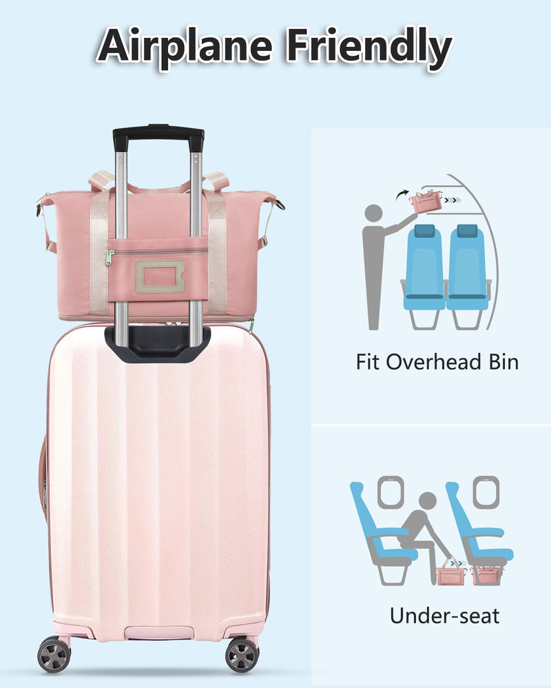 Women Girl Birthday Gifts Weekend Sleepover Overnight Duffle Bag | Teen Teenage Trend Stuff, 50L Carry on Bag Duffel Bags, GYM Bag with Shoes Compartment ,Hospital Bags Pink A