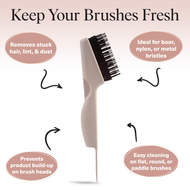 [Australia] - Kitsch Hair Brush Cleaner Tool | Double-Sided 2-in-1 Brush Cleaner for Hair Brushes & Combs | Eco-Friendly Cleaning Tool with Pick & Bristles, Perfect Gifts for Women | Hair Stylist Essentials 
